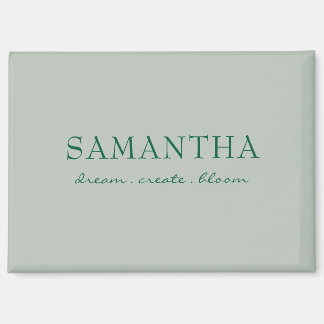 Imán Simple Nombre Verde Sage Cita Inspiradora