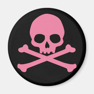 Imán SImple Pink Skull and Crossbones