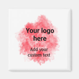 Imán Simple rojo acuarela agregue su logotipo texto per