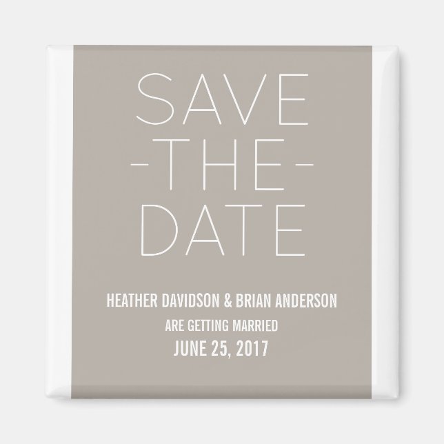 Imán Simple Save the Date Magnet, Beige (Frente)