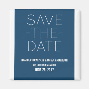Imán Simple Save the Date Magnet, Blue