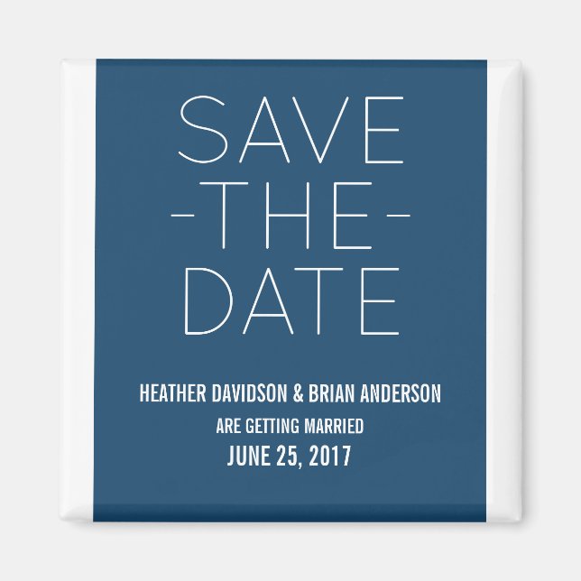 Imán Simple Save the Date Magnet, Blue (Frente)