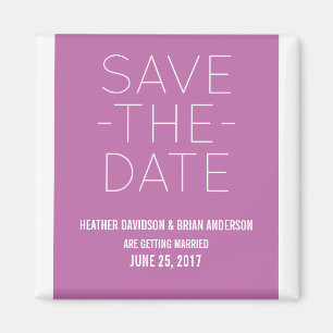 Imán Simple Save the Date Magnet, Fuchsia