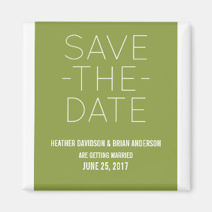 Imán Simple Save the Date Magnet, Olive Green