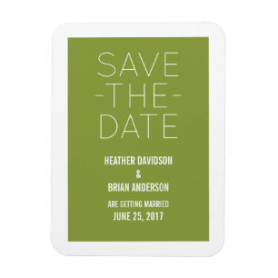 Imán Simple Save the Date Magnet, Olive Green