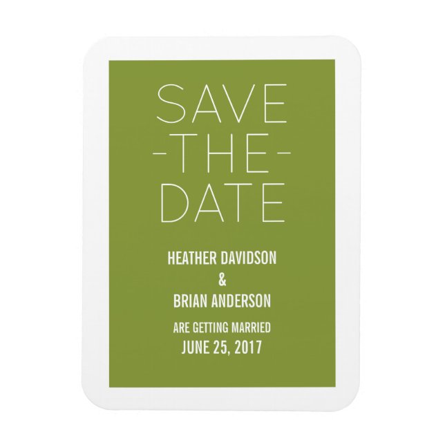 Imán Simple Save the Date Magnet, Olive Green (Vertical)