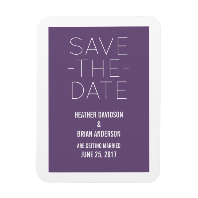 Imán Simple Save the Date Magnet, Purple (Vertical)