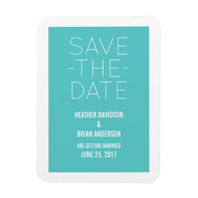 Imán Simple Save the Date Magnet, Turquoise (Vertical)