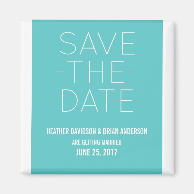 Imán Simple Save the Date Magnet, Turquoise (Frente)