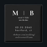 Imán Simple Sleek Monograma B/W Boda Guardar la fecha<br><div class="desc">Boda contemporánea de Monograma Blanco y Negro Salva el imán de fecha. Sencillo.</div>