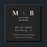 Imán Simple Sleek Monograma B/W Boda Guardar la fecha<br><div class="desc">Boda contemporánea de Monograma Blanco y Negro Salva el imán de fecha. Sencillo.</div>
