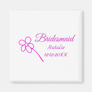 Imán Simple texto minimalista rosa para dama de honor a