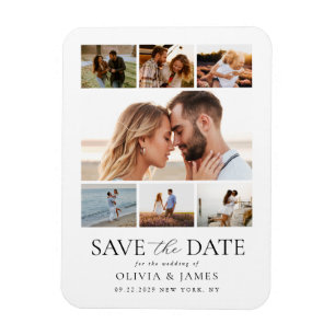 Imán Simple y moderna boda de Collage de fotos salva la