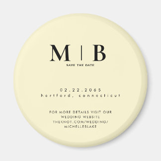Imán Simple Yellow Monogram Wedding Save the Date