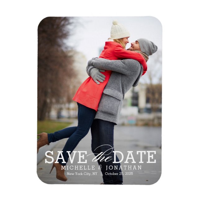 Imán Simplemente Atemporal COLOR EDITABLE Save The Date (Vertical)