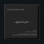 Imán Simplemente Boda negro Guardar nuestra fecha<br><div class="desc">Sencillo y elegante. Reserva la fecha para bodas. Imán de nombres personalizados. Blanco y negro.</div>
