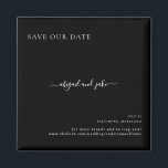 Imán Simplemente Boda negro Guardar nuestra fecha<br><div class="desc">Sencillo y elegante. Reserva la fecha para bodas. Imán de nombres personalizados. Blanco y negro.</div>