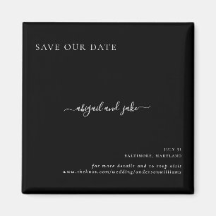 Imán Simplemente Boda negro Guardar nuestra fecha