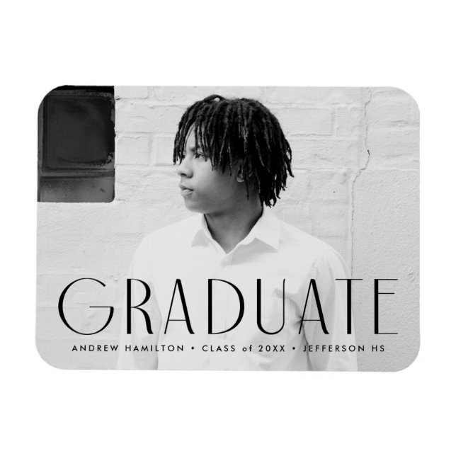 Imán Simplicidad moderna Graduación de fotos en negro (Horizontal)