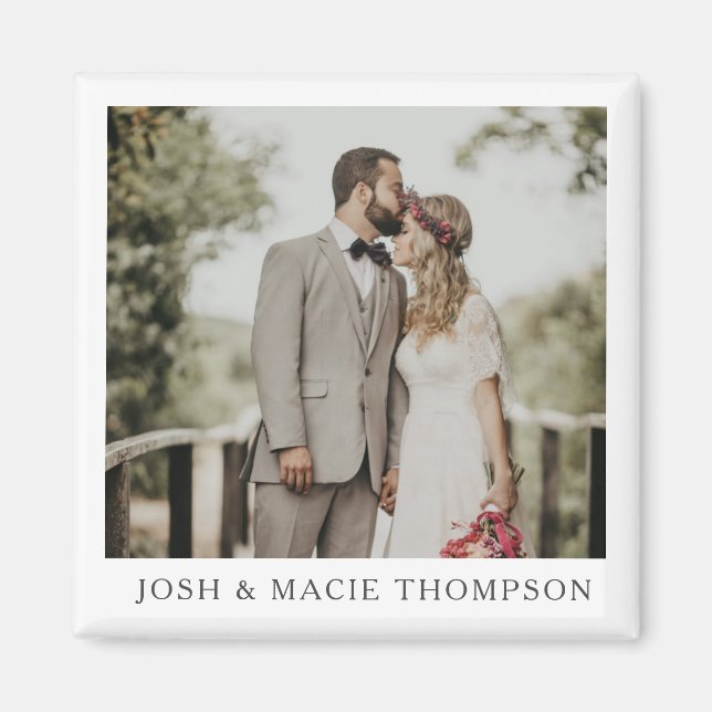 Imán Simply Modern  Wedding Photo Card (Frente)
