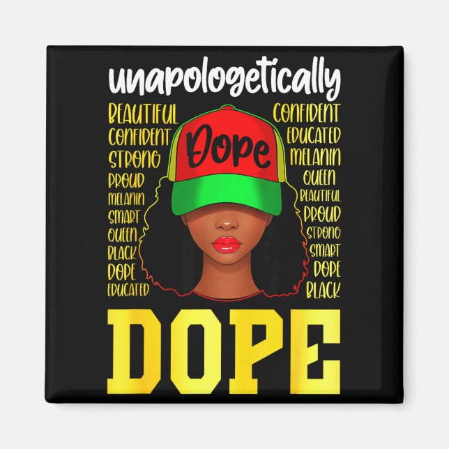 Imán Sin disculparse Afro Girl Mujeres Gorra Historia N (Frente)