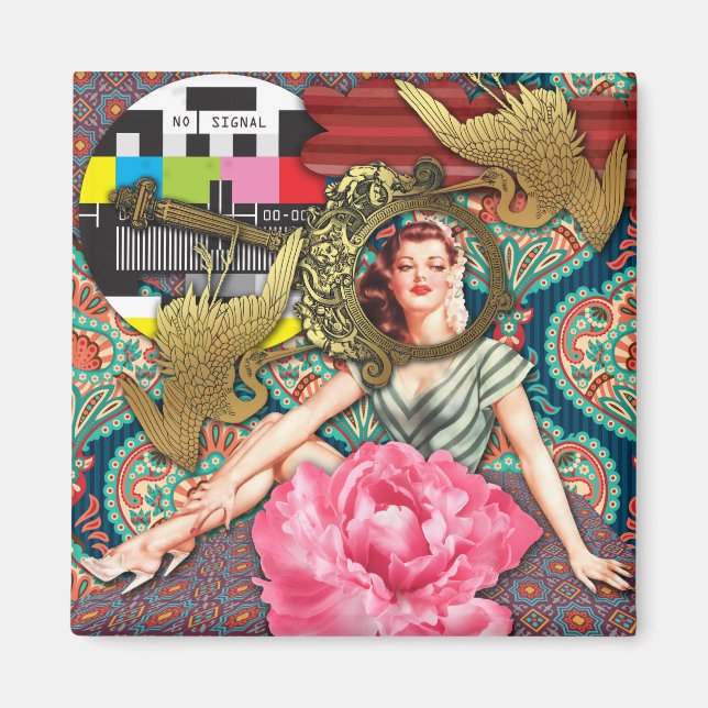 Imán Sin señal - Collage digital de Lady Cheeky (Frente)