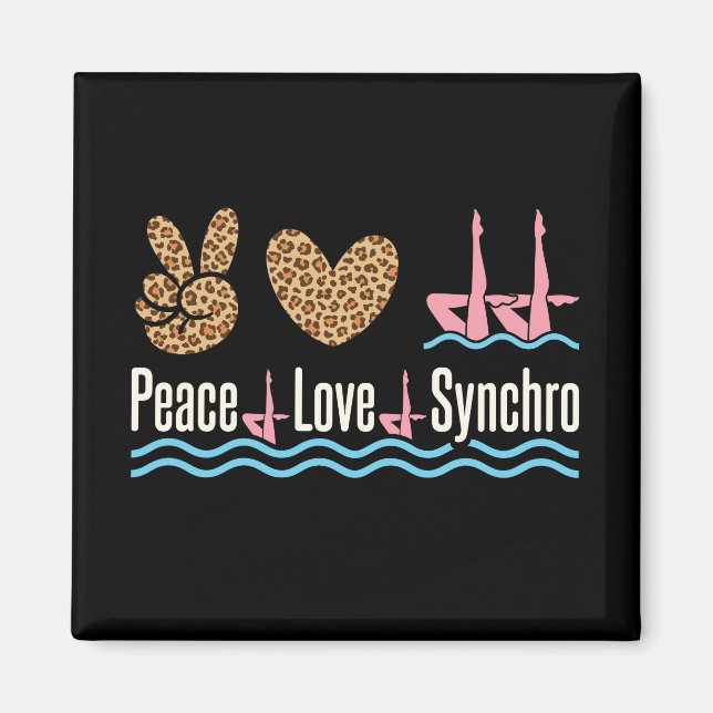 Imán Síncrono de amor por la paz Natación sincronizada (Frente)