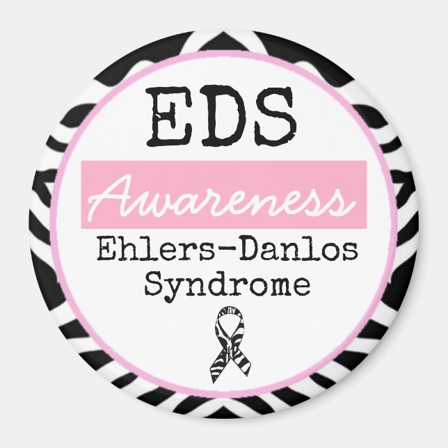 Imán Síndrome de Ehlers-Danlos negro y blanco EDS Magne (Frente)