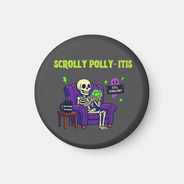 Imán Síndrome de Scrolly Polly: Doomscrolling divertido (Frente)