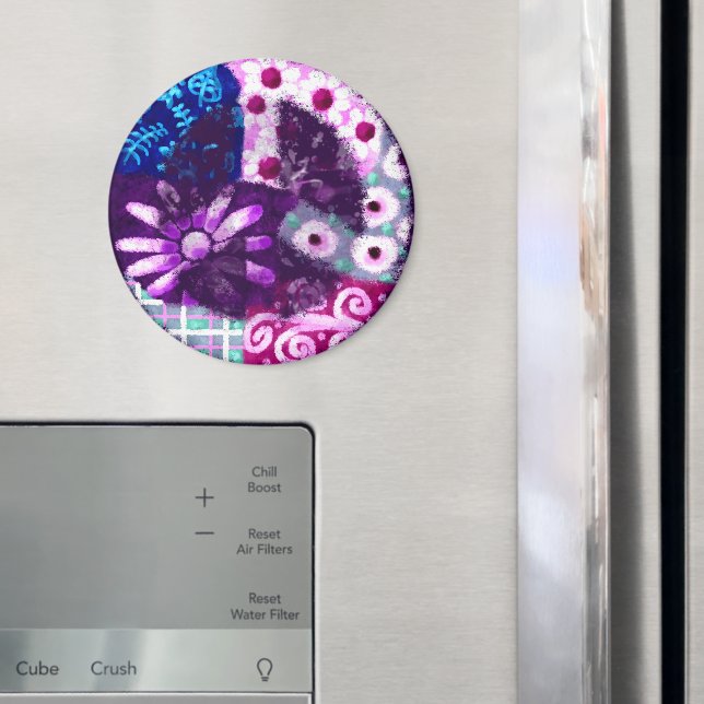 Imán Singular Abstracto Signo de paz Floral Púrpura Pin (In situ (nevera))