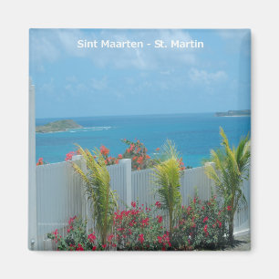 Imán Sint Maarten - paisaje marino del azul de océano