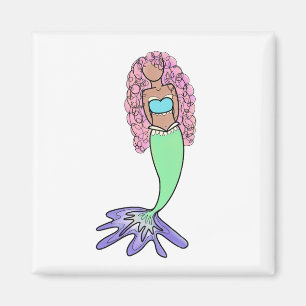 Imán sirena arcoíris rosa azul morado verde negro rizad