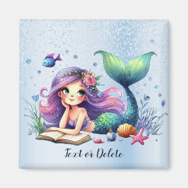 Imán Sirena de acuarela Vida marina Lindo Hermoso