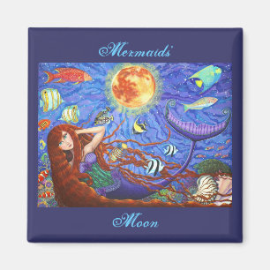 Imán Sirena del Redhead en corsé con la luna y los pesc