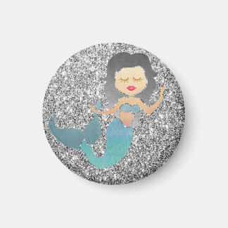 Imán Sirena en Purpurina plateado