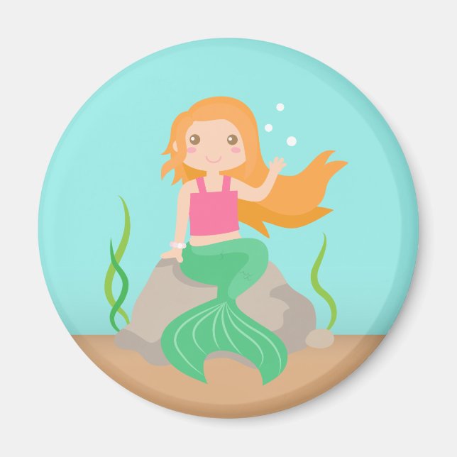Imán Sirena linda bajo el mar, para niñas (Frente)