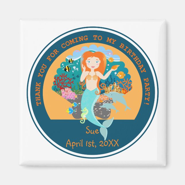 Imán Sirena y delfines en la fiesta de cumpleaños del m (Frente)