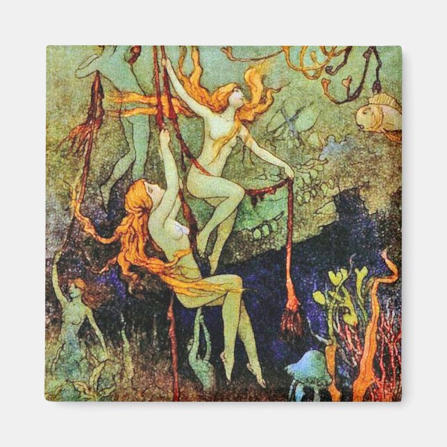 Imán Sirenas de hadas - por Warwick Goble (Frente)