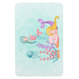 Imán Sirenas y medusas bajo la acuarela del mar