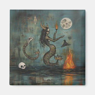 Imán Sirenita Horneada Moon Occult Dark Witchy AI Art