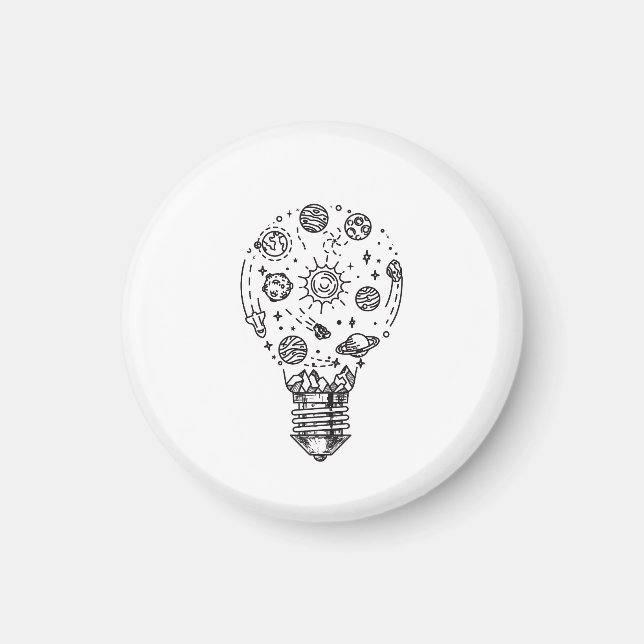 Imán Sistema solar Doodle en bombilla (Frente)