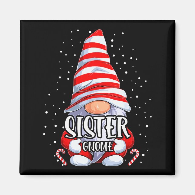 Imán Sister Gnome Christmas Pajamas Matching Family Gro (Frente)