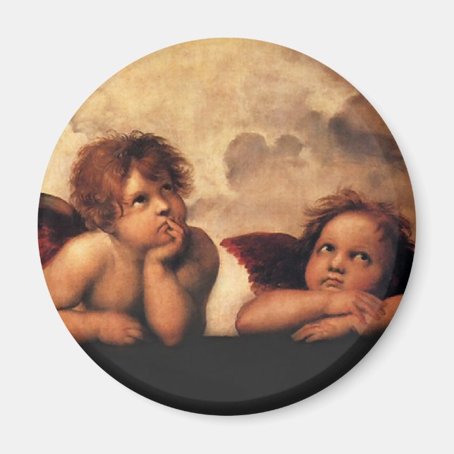 Imán Sistine Madonna 2 Angels por Raphael (Frente)