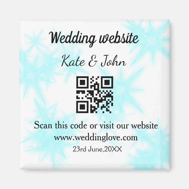Imán Sitio web de boda simple minimal QR código agregar (Frente)