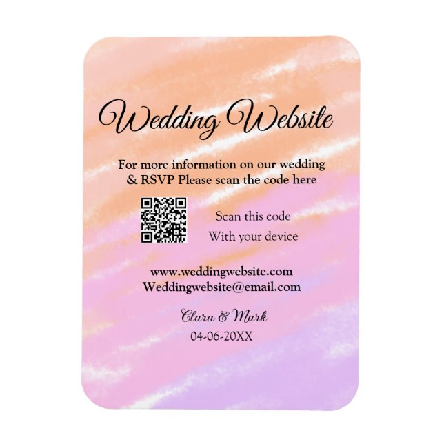 Imán sitio web del boda agregar código Q R exploración  (Vertical)