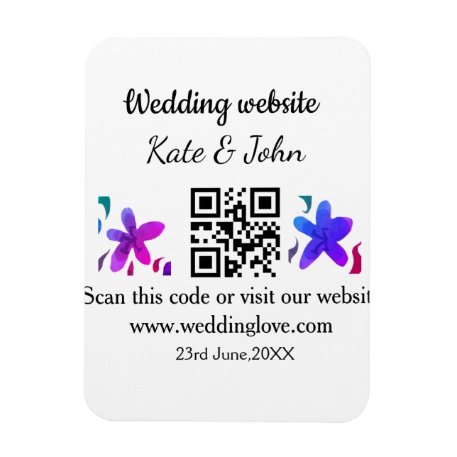 Imán Sitio web simple mínimo de boda Q código R añadir  (Vertical)
