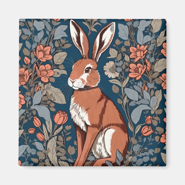 Imán Sitting Hare William Morris Inspiren Floral (Frente)