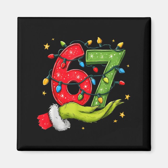 Imán Six Seven 67 Christmas Lights Hand Signs Elf Light (Frente)