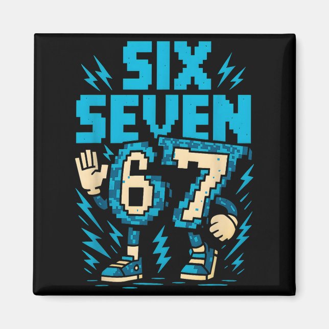 Imán Six Seven 67 Xel Gamer Apparel Retro Block Style A (Frente)
