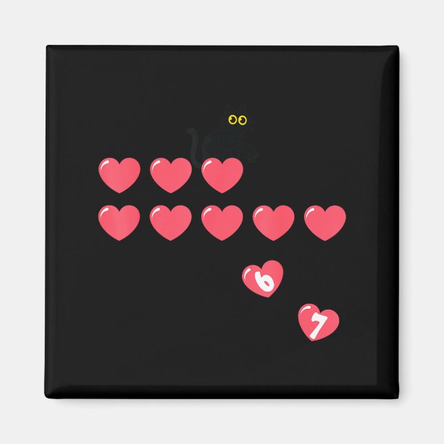 Imán Six Seven Black Cat Knocking Off Hearts Funny 67 V (Frente)